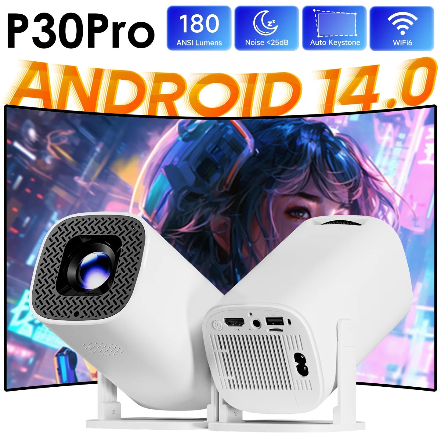 TechFlow™ 4K Smart Portable Projector