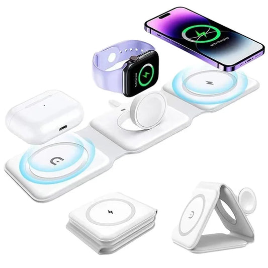 TechFlow™ 3-in-1 Foldable Magnetic Charging Station