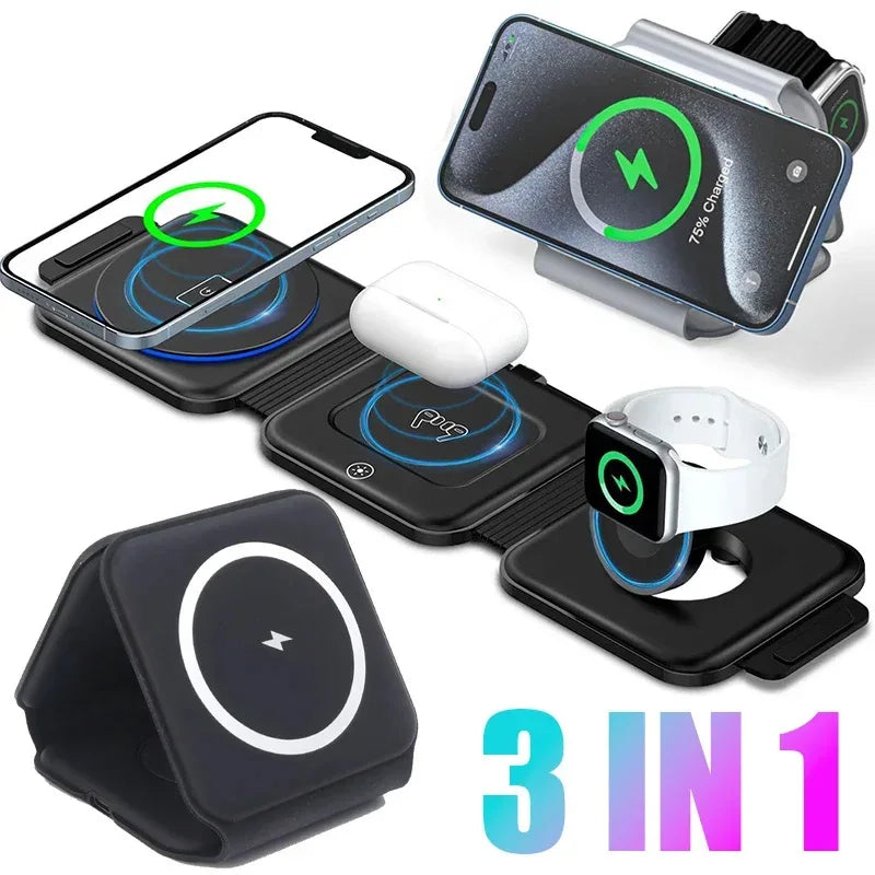 TechFlow™ 3-in-1 Foldable Magnetic Charging Station