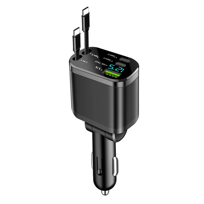 TechFlow™ 4-in-1 Retractable Car Charger