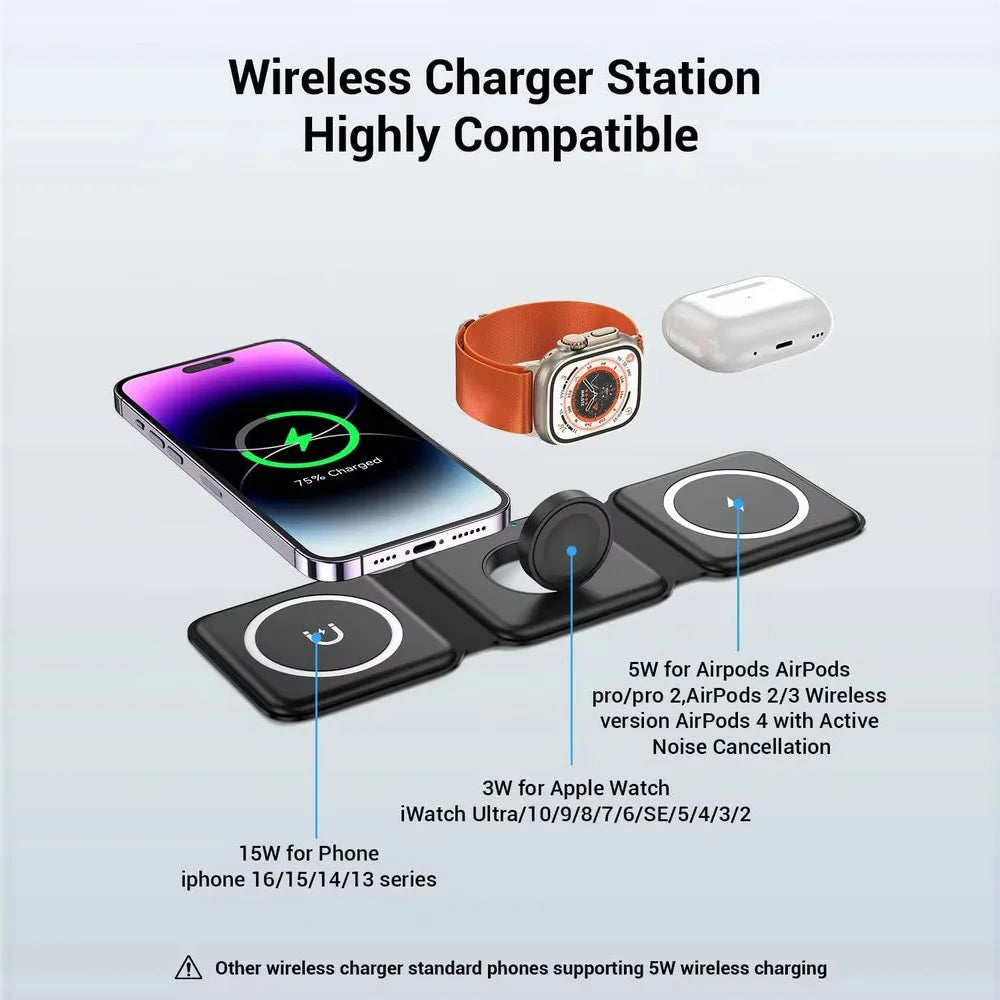 TechFlow™ 3-in-1 Foldable Magnetic Charging Station